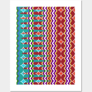 Retro 1960s Style Sixties Vintage Abstract Pattern Design Multicolored Posters and Art